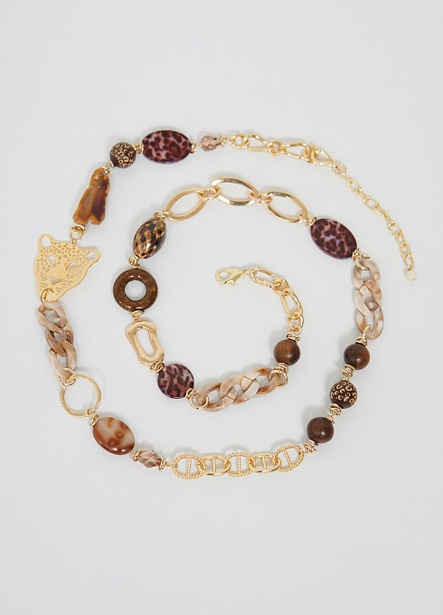  GRIOL. Колье Кожаный Лео1 Коричневый GRIOL