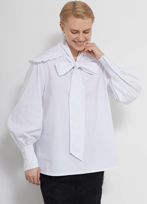 Блуза oversize с воротником-аскот GRIOL