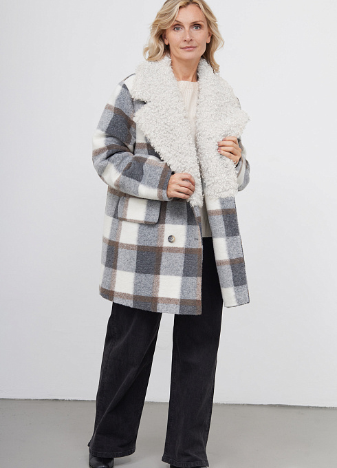  GRIOL. Полупальто жен. 524349.11208.0776P Бежево-серый GRIOL