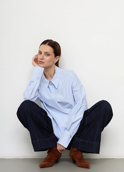 Блузка в полоску с отлетной полочкой GRIOL