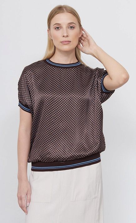 Блуза атласная с принтом GRIOL Блуза атласная с принтом GRIOL