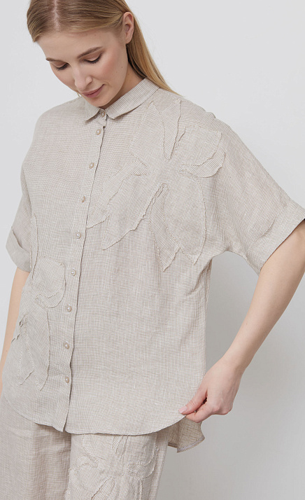 Рубашка изо льна с аппликациями GRIOL