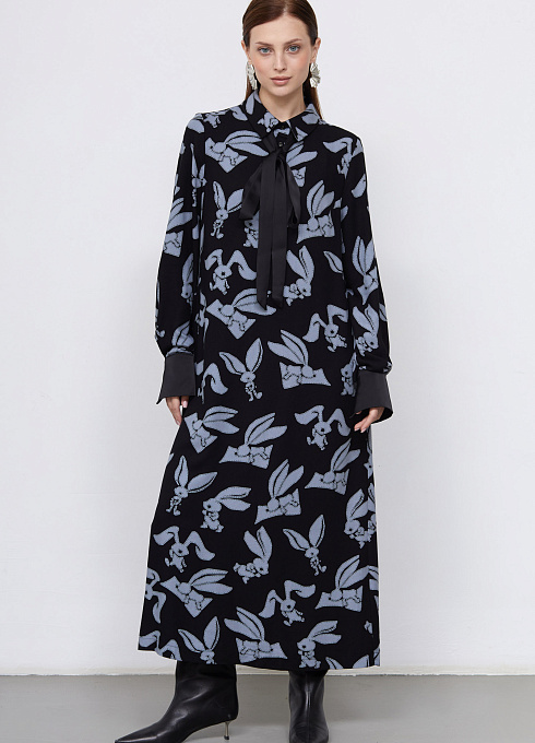 Платье жен. 360329.03312.8278А Черныйсерый  (2)