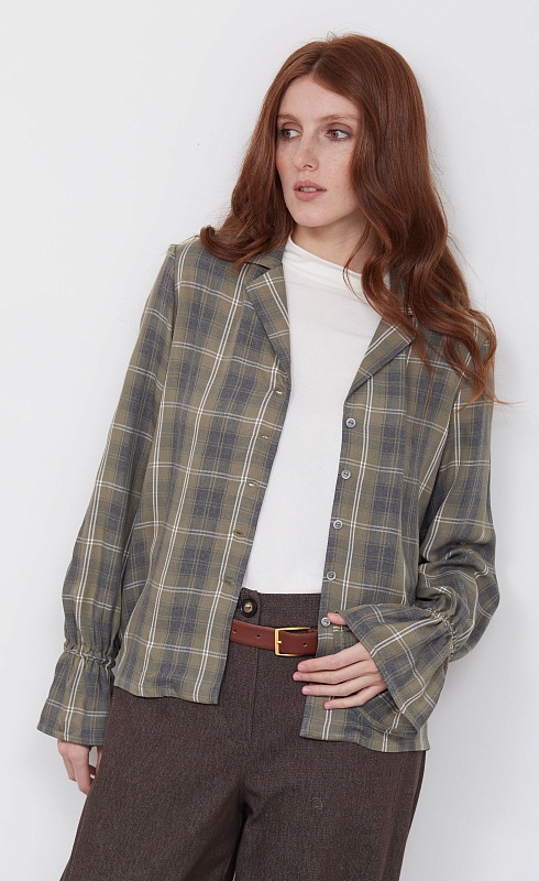 Рубашка в клетку с акцентными манжетами GRIOL