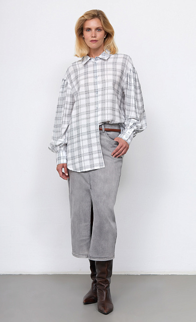 Рубашка в клетку с рукавами-буфами GRIOL