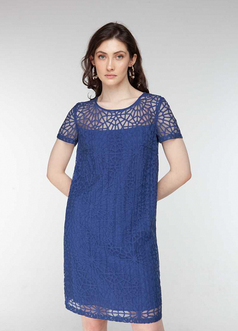 Платье со вставками женское,  синий цвет