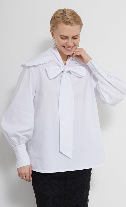 Блуза oversize с воротником-аскот GRIOL