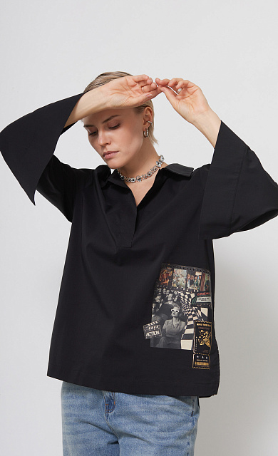 Рубашка oversize с печатью GRIOL