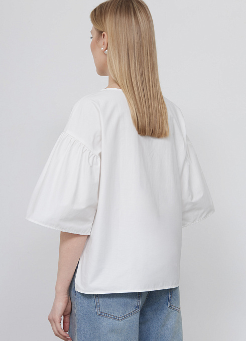 Блузка oversize с печатью и декором GRIOL