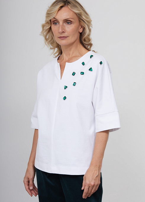 Джемпер из хлопка с кристаллами GRIOL