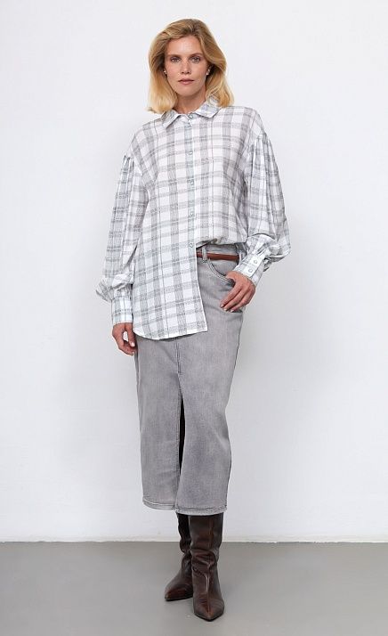 Рубашка в клетку с рукавами-буфами GRIOL